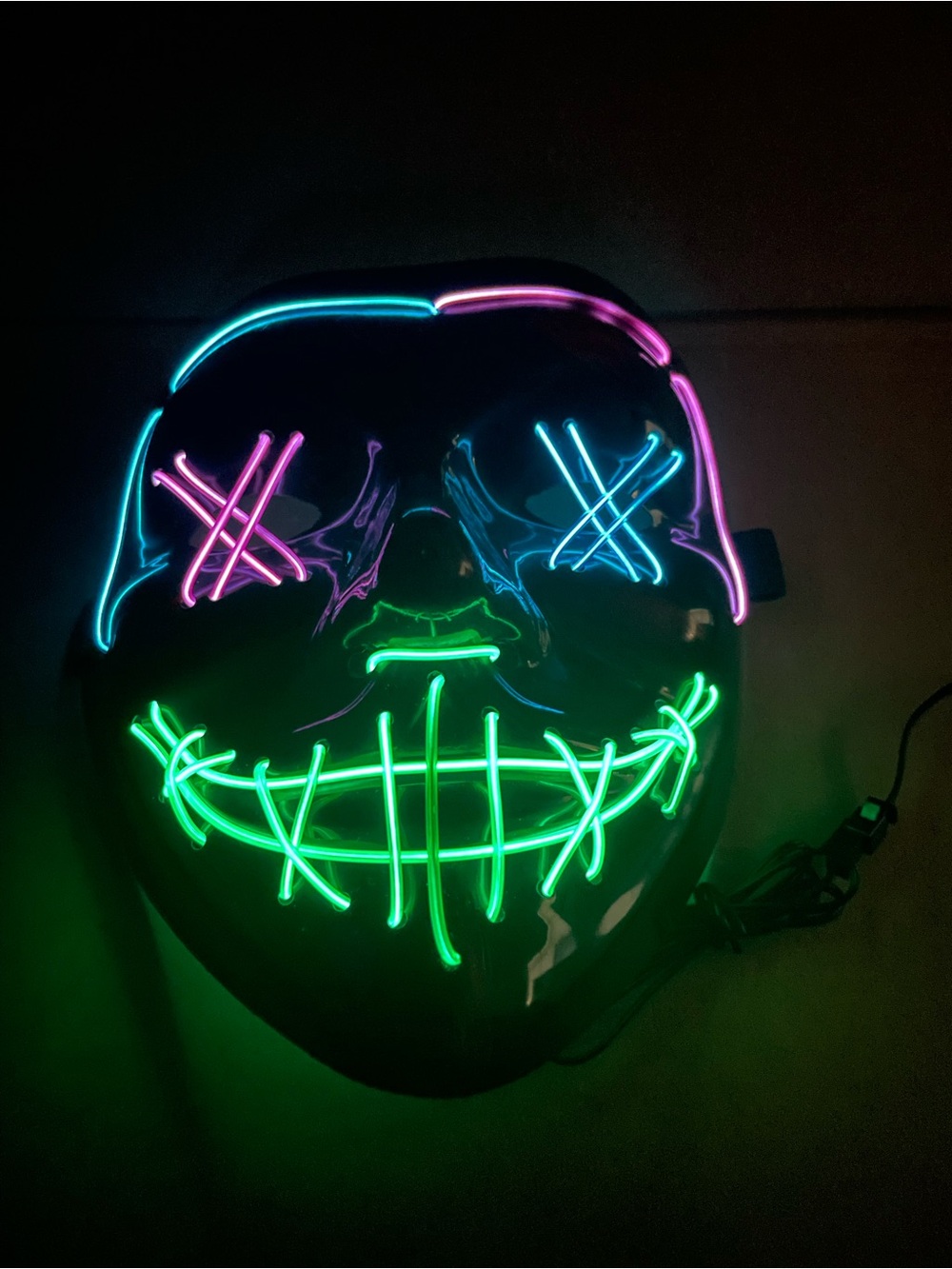 Neon LED Halloween Mask - Green, Pink & Blue